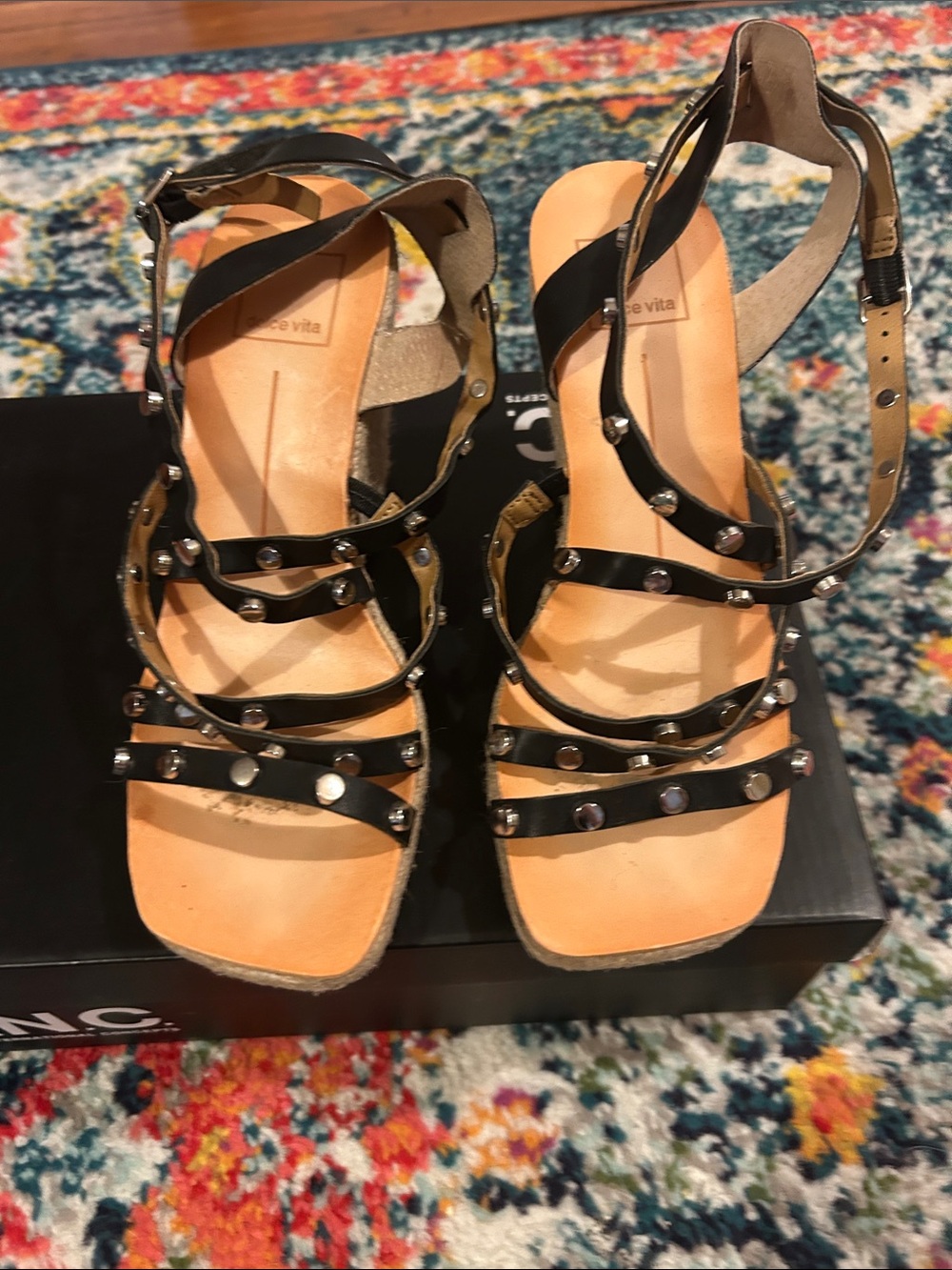 Dolce Vita Black Studded Strappy Sandals